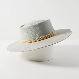 Anthropologie Rowan Grey Blue Boater Hat New